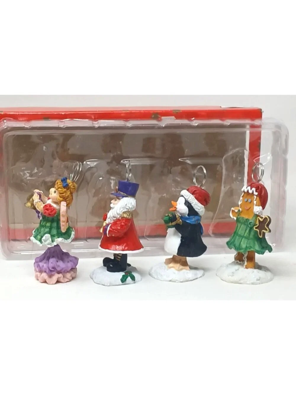 4 Christmas PlaceCard Holders Bobble Wiggle Angel Santa Penguin Gingerbread #D21